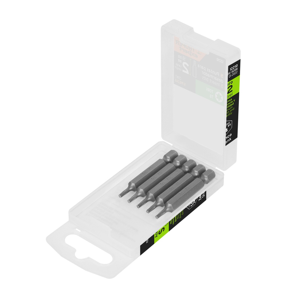 Estuche con 5 puntas torx T8 largo 2', Truper Expert - Pag 327