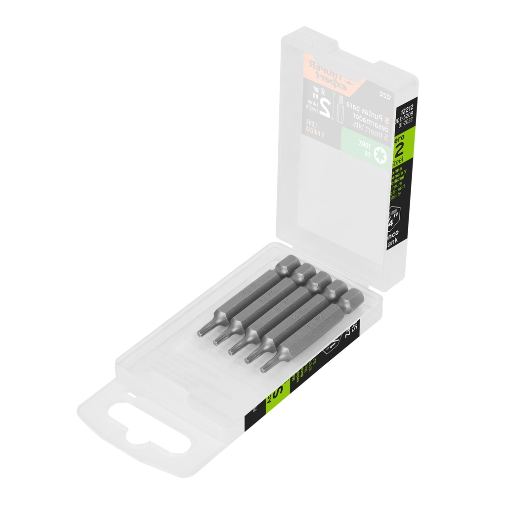 Estuche con 5 puntas torx T9 largo 2', Truper Expert - Pag 327