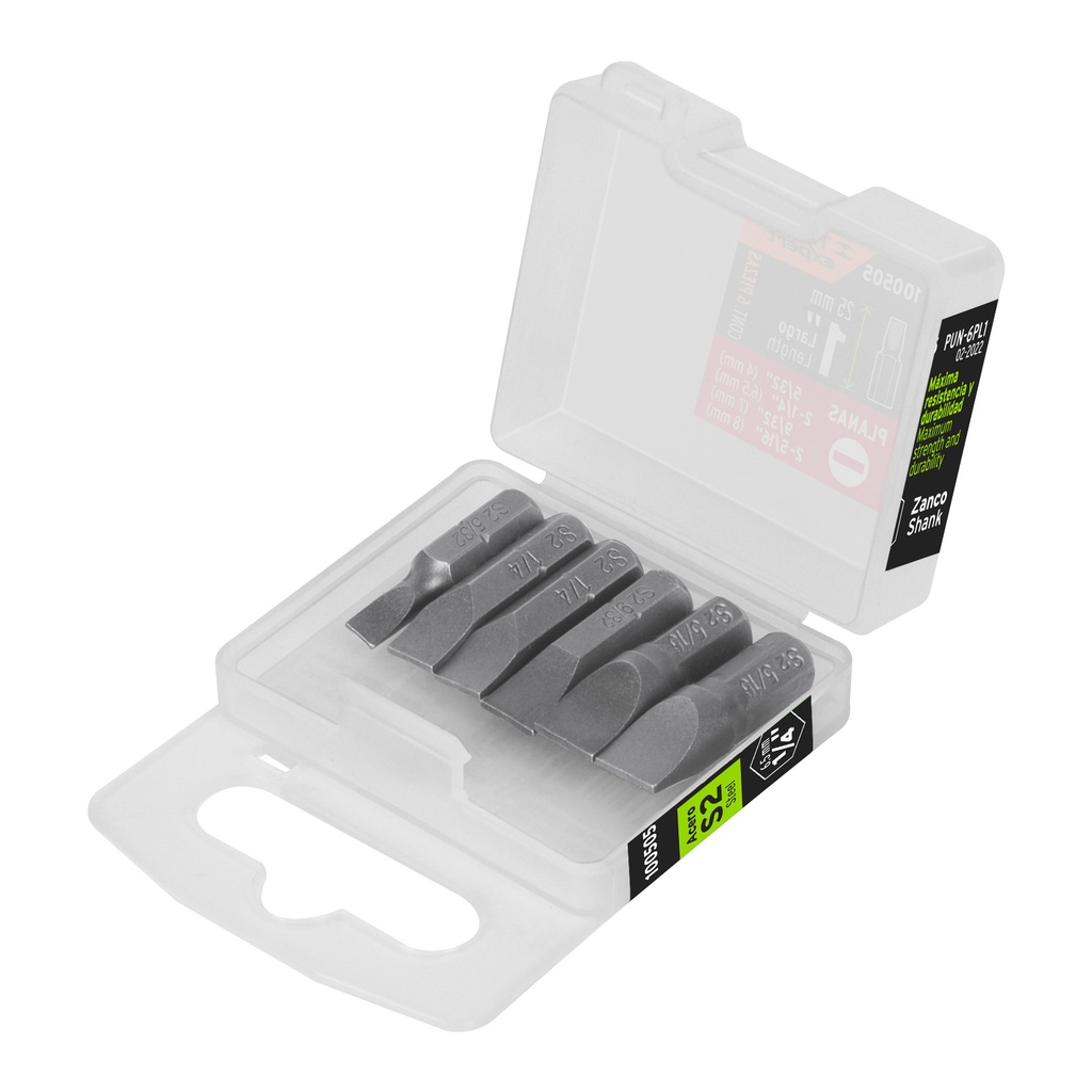 [T100505] Estuche con 6 puntas planas combinadas largo 1', Expert