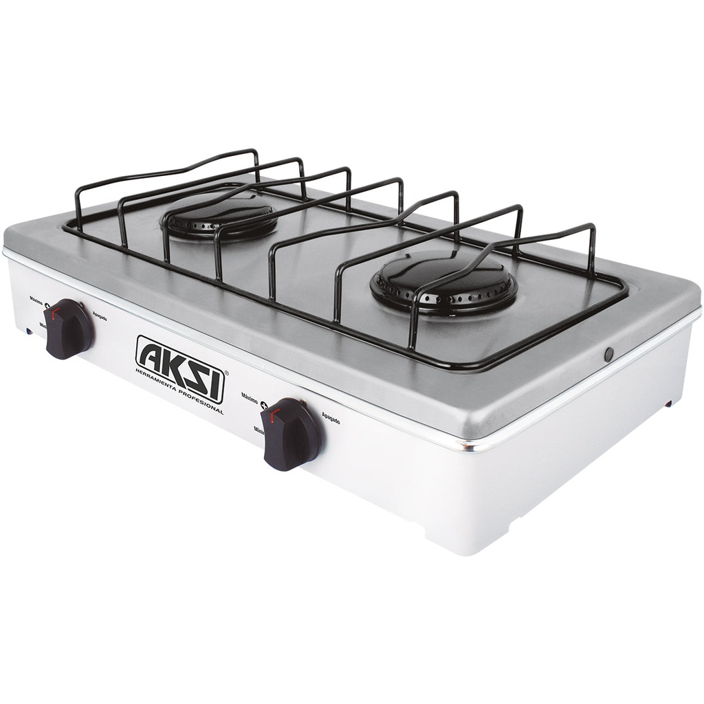 Estufa de mesa 2 quemadores blanco con Acero Inox