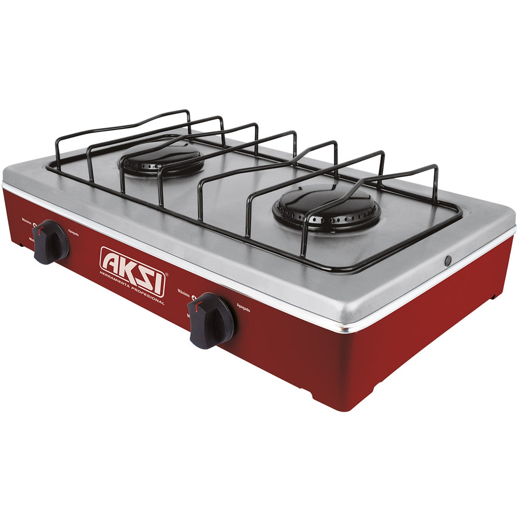 Estufa de mesa 2 quemadores rojo con Acero Inox