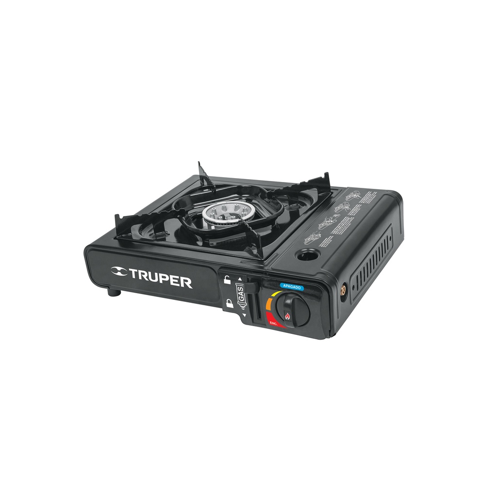 Estufilla portátil, encendido electrónico p/lata 1/4 vuelta