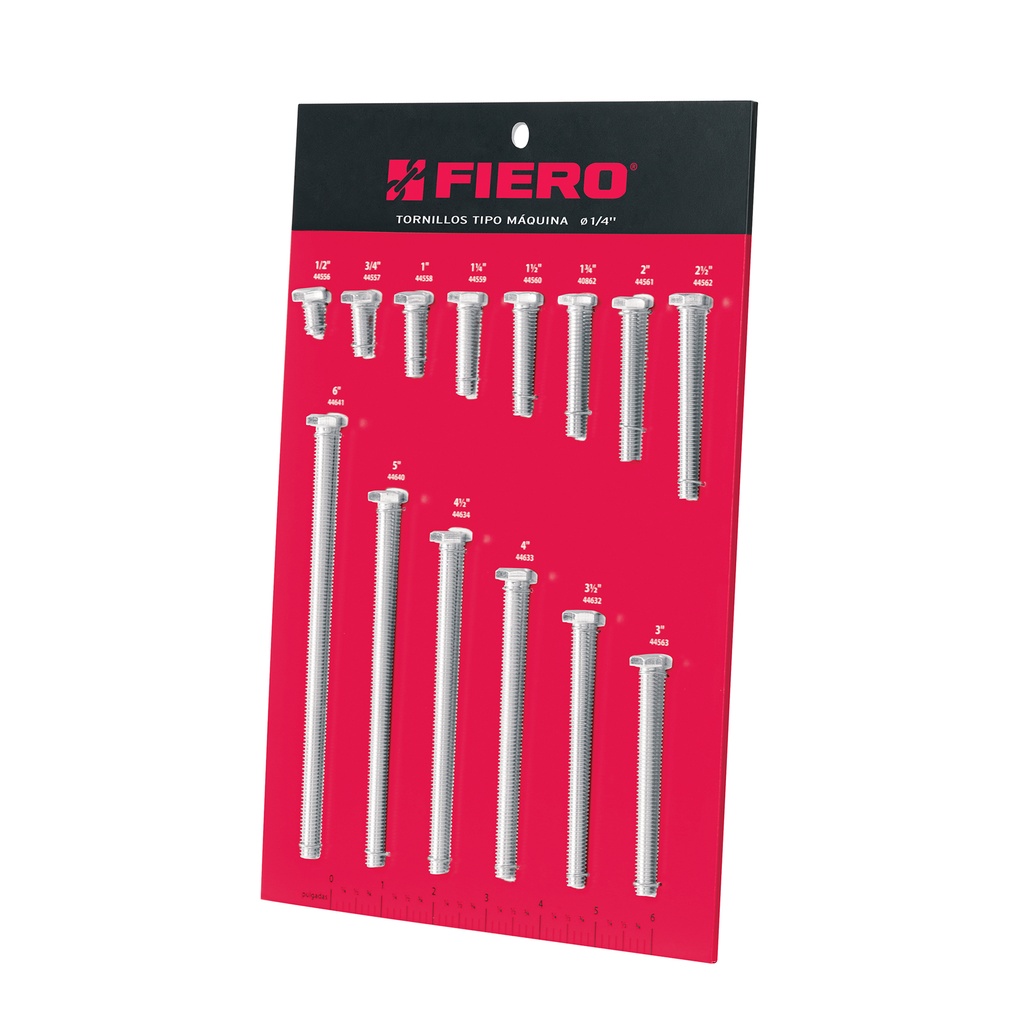 Exhibidor Fiero con tornillos tipo máquina, 1/4'