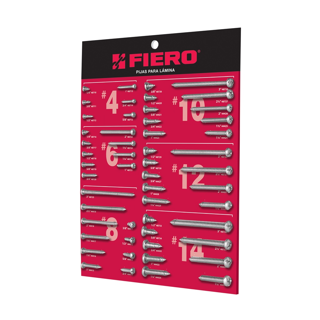 Exhibidor Fiero de pijas para lámina