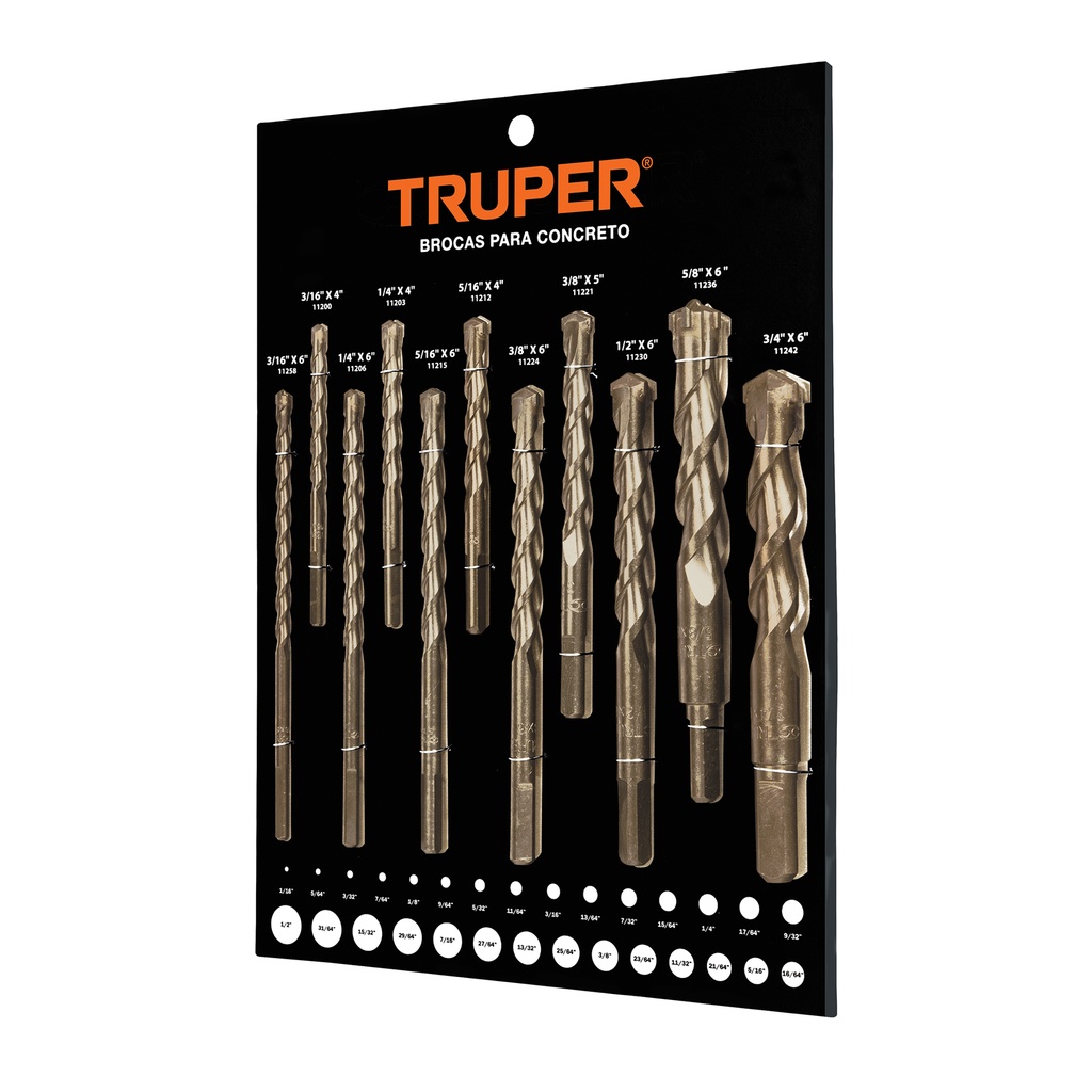 Exhibidor Truper de brocas de concreto - Pag 625