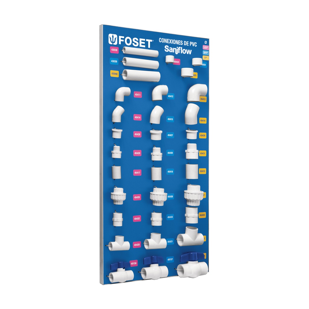 Exhibidor de conexiones de PVC hidráulico, cédula 40 - Pag 619