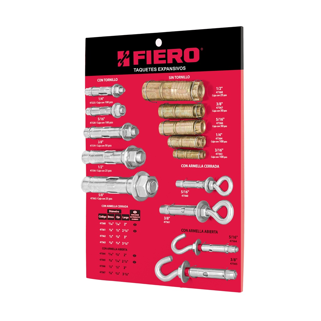 Exhibidor de taquetes expansivos, Fiero