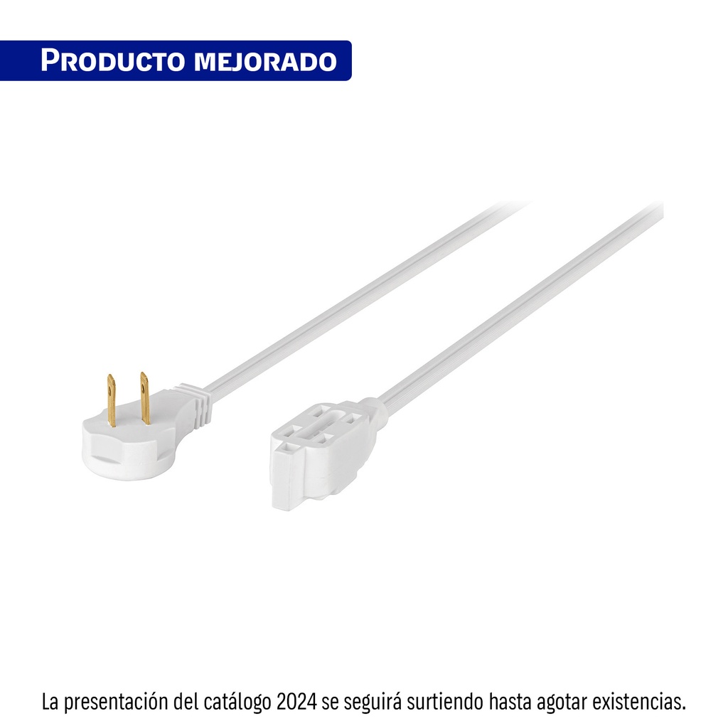 Extensión eléctrica doméstica 10 m blanca con clavija plana