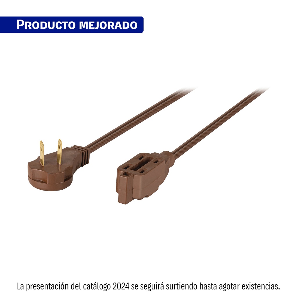 Extensión eléctrica doméstica 2 m café con clavija plana