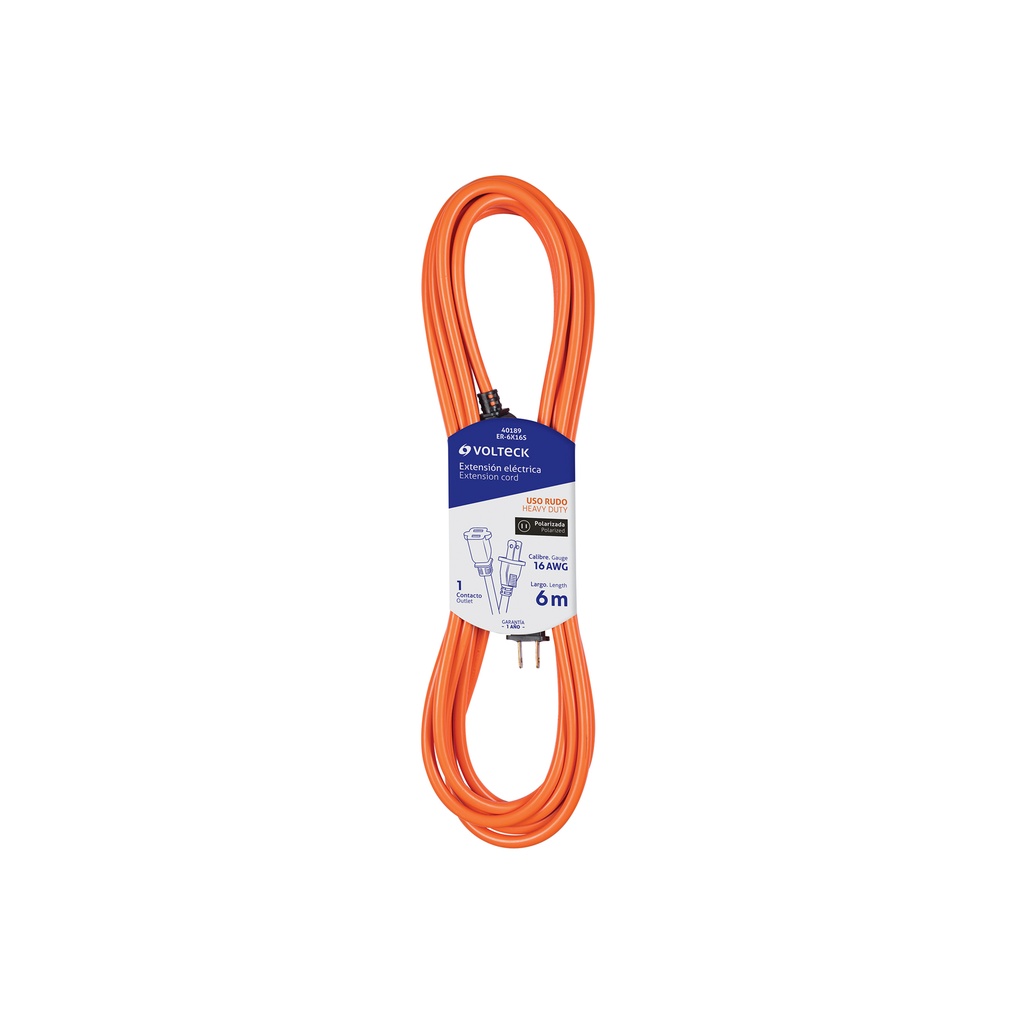 Extensión eléctrica uso rudo 6m 2x16 AWG para 1 clavija - Pag 420