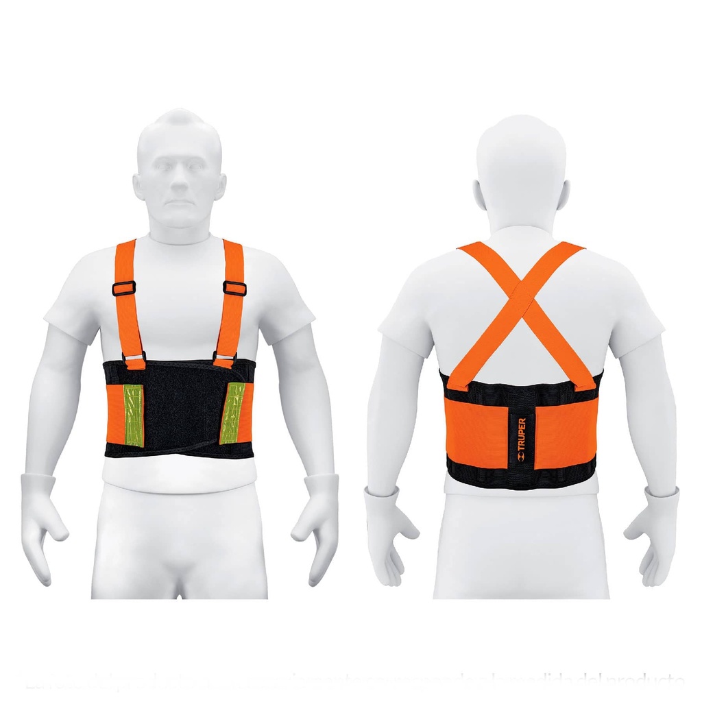 [T100355] Faja lumbar naranja c/cintas de alta visibilidad, CH, Truper