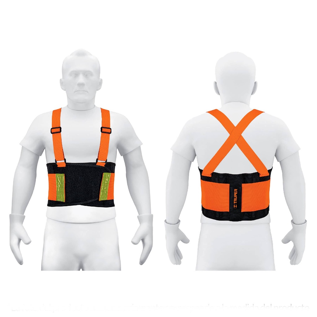 [T100356] Faja lumbar naranja c/cintas de alta visibilidad, M, Truper