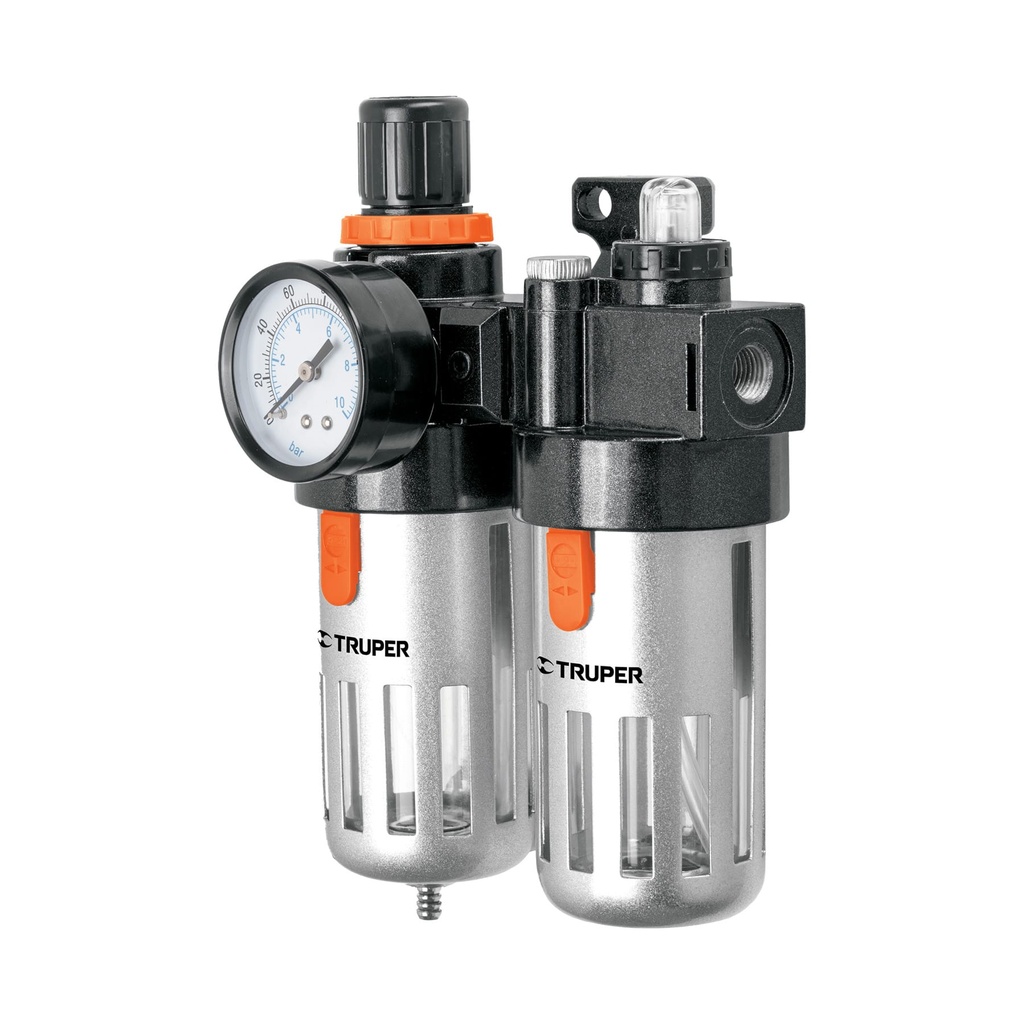 [T19238] Filtro y regulador de aire con módulo de lubricación, Truper