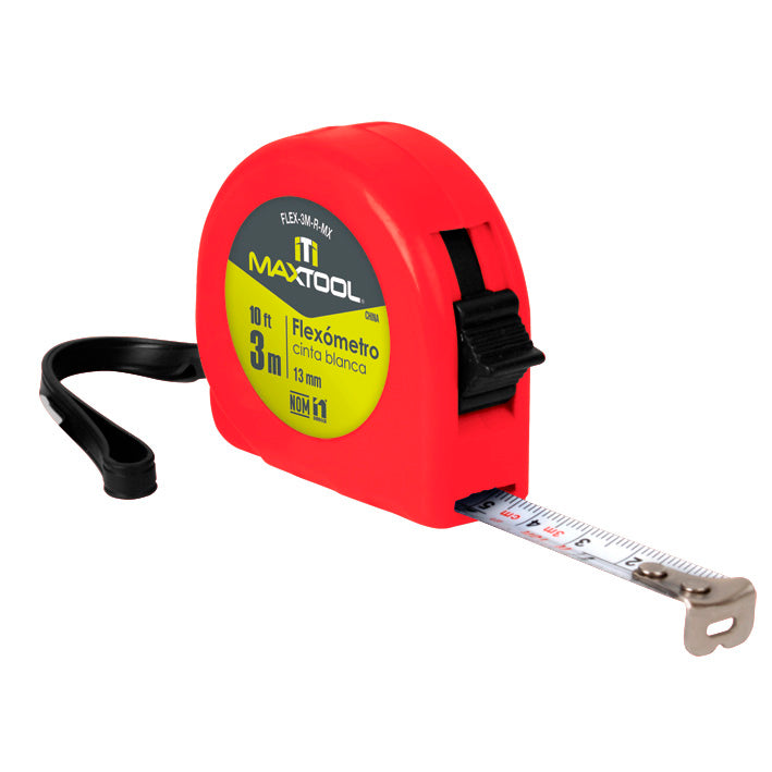 Flexometro de 3 mts color rojo