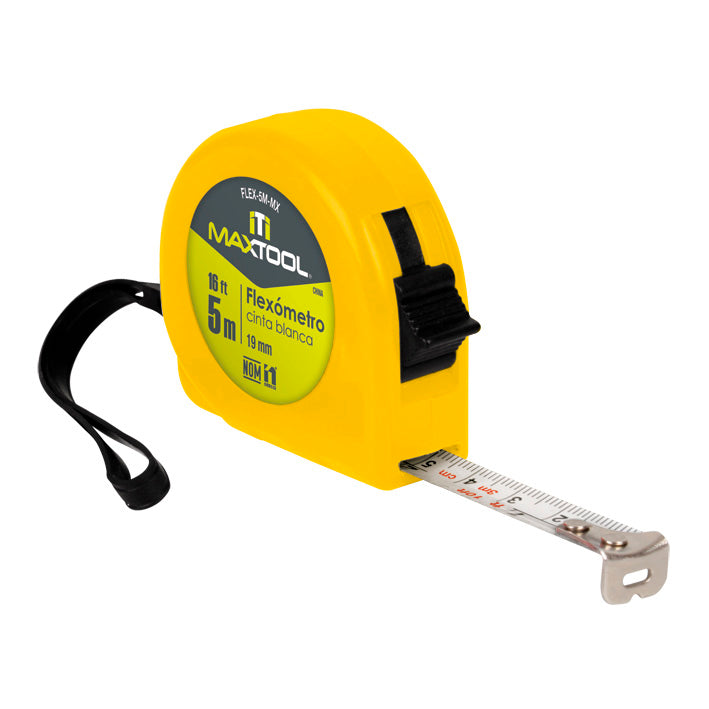 Flexometro de 5 mts color amarillo