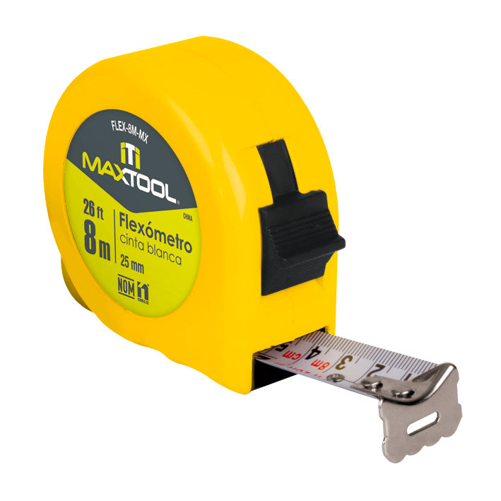 Flexometro de 8 mts color amarillo