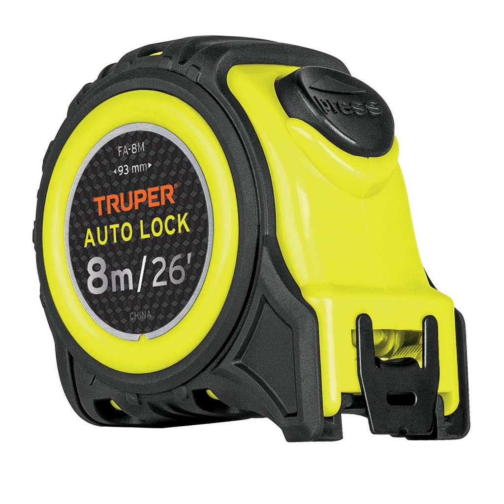 Flexómetro Auto-Lock contra impactos 8 m cinta 25 mm, Truper