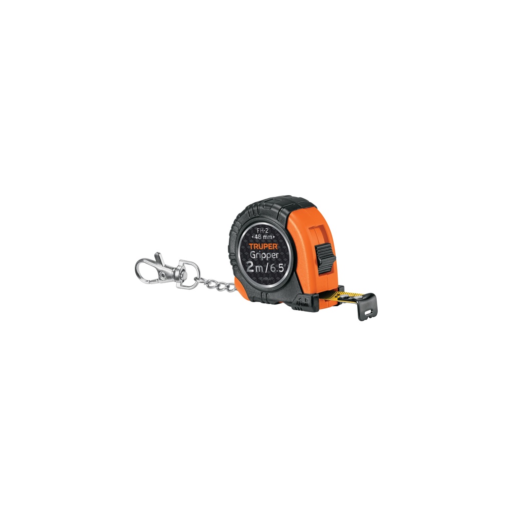 Flexómetro Gripper de 2 m tipo llavero, cinta 13 mm, Truper