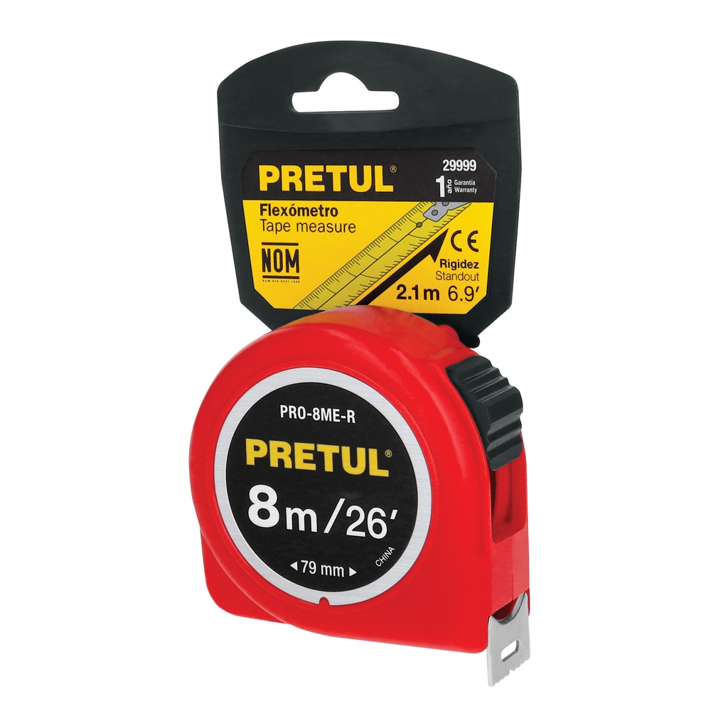 Flexómetro verde 8 m cinta 25 mm, en tarjeta, Pretul - Pag 163