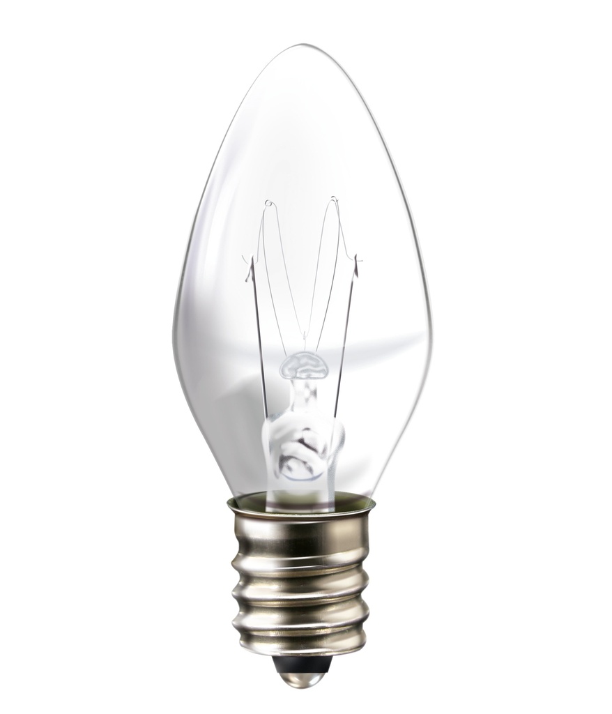 Foco Incandescente Vela Color, Traslúcido, Luz Cálida, 7W, 50PACK