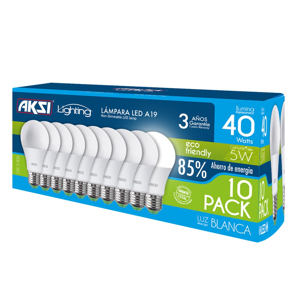 Foco LED 10PACK 5W ECO luz blanca, caja color