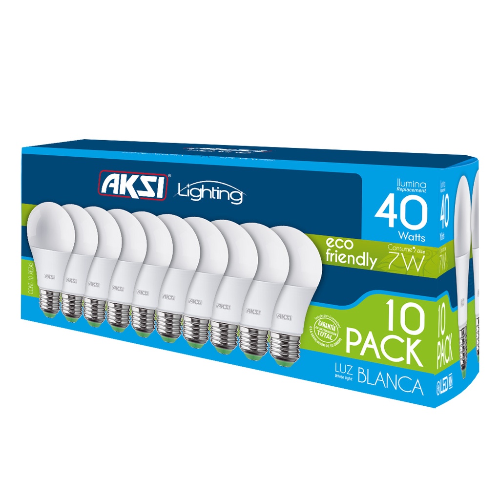 Foco LED 10PACK 7W ECO luz blanca, caja color