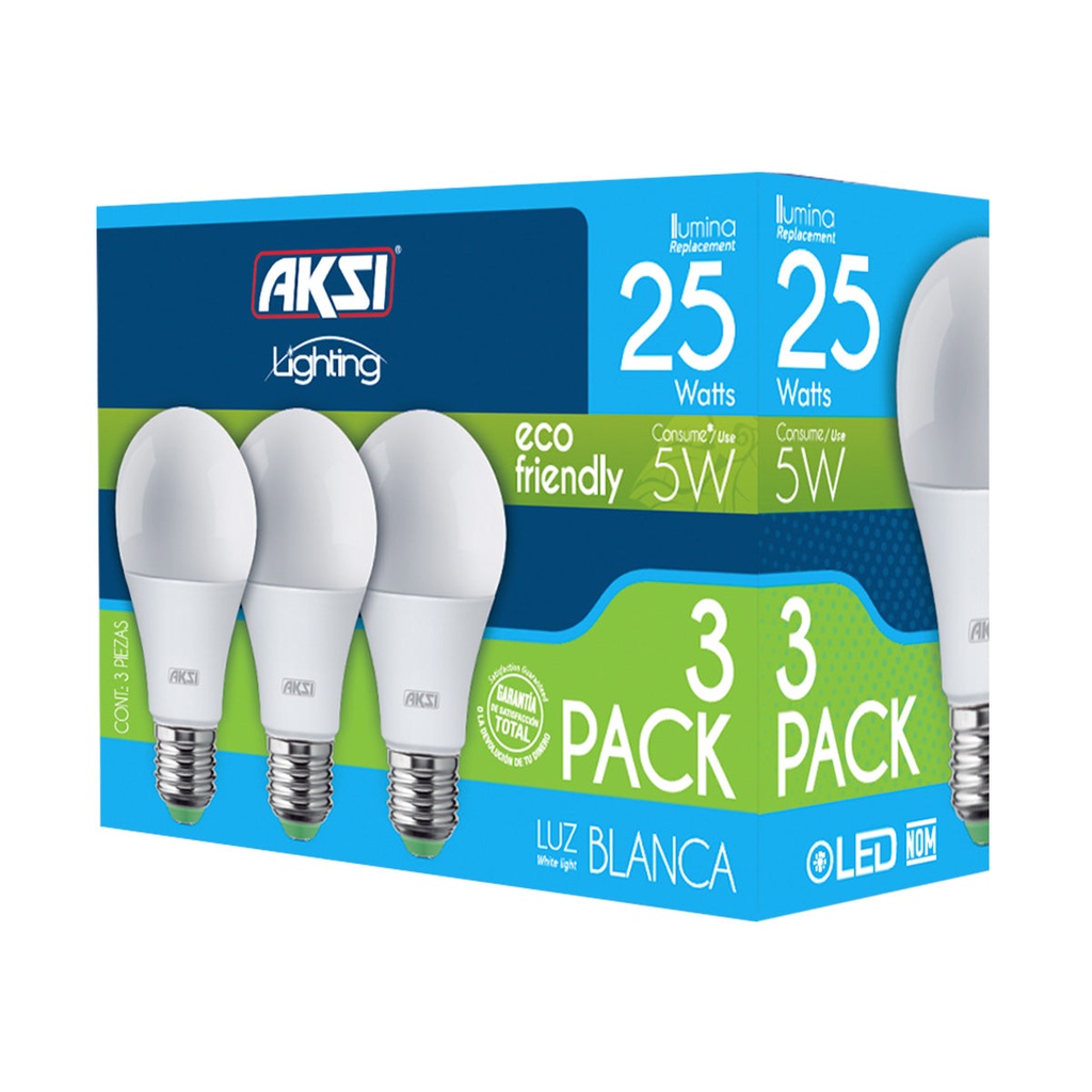 Foco LED 3PACK 5W ECO luz blanca, caja color