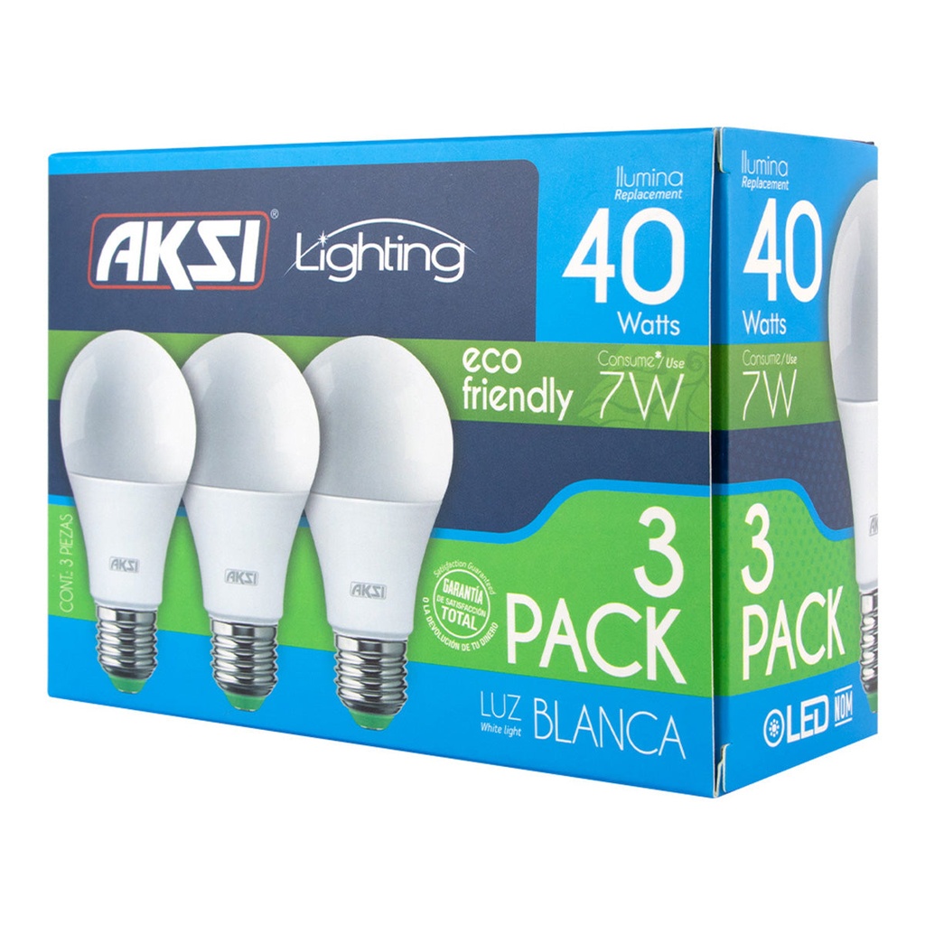 Foco LED 3PACK 7W ECO luz blanca, caja color