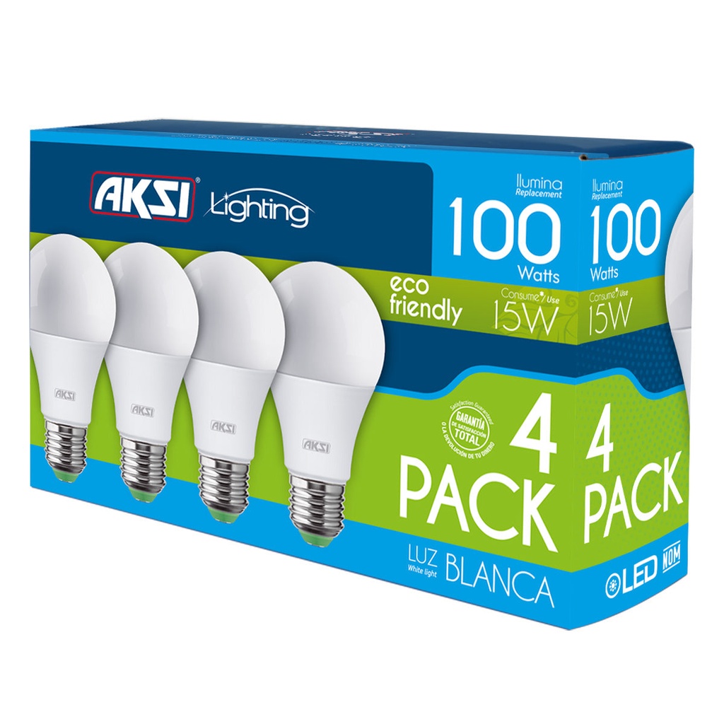 [A129043] Foco LED 4PACK 15W ECO luz blanca, caja color