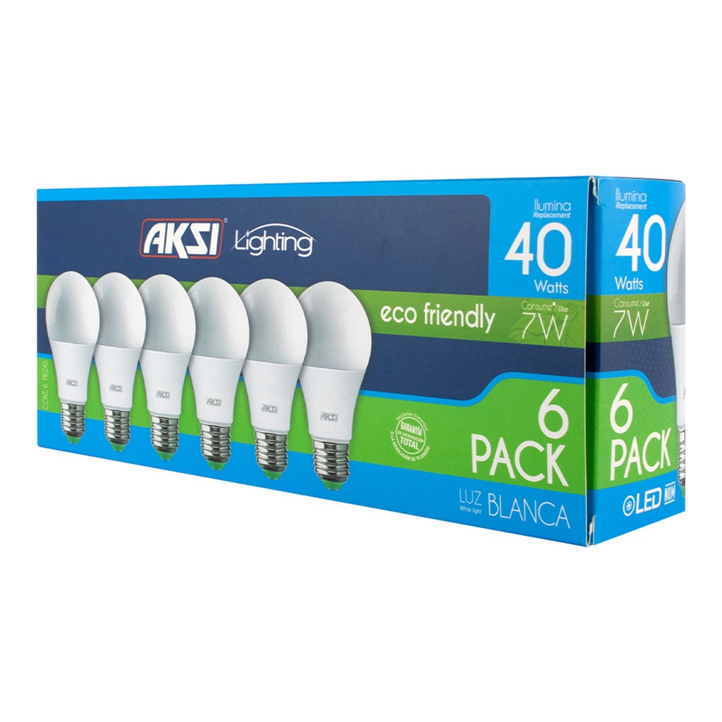 Foco LED 6PACK 7W ECO luz blanca, caja color