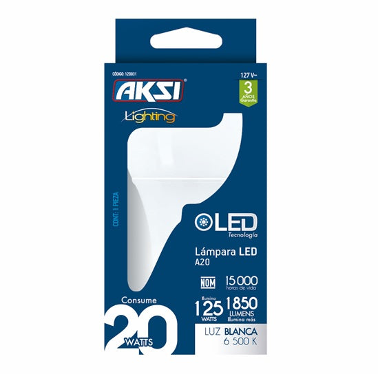 Foco LED A 20W luz blanca, caja color