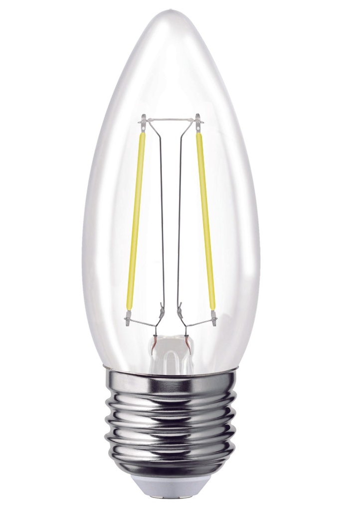 Foco LED filamentos VELA 2W luz calida E27, caja color