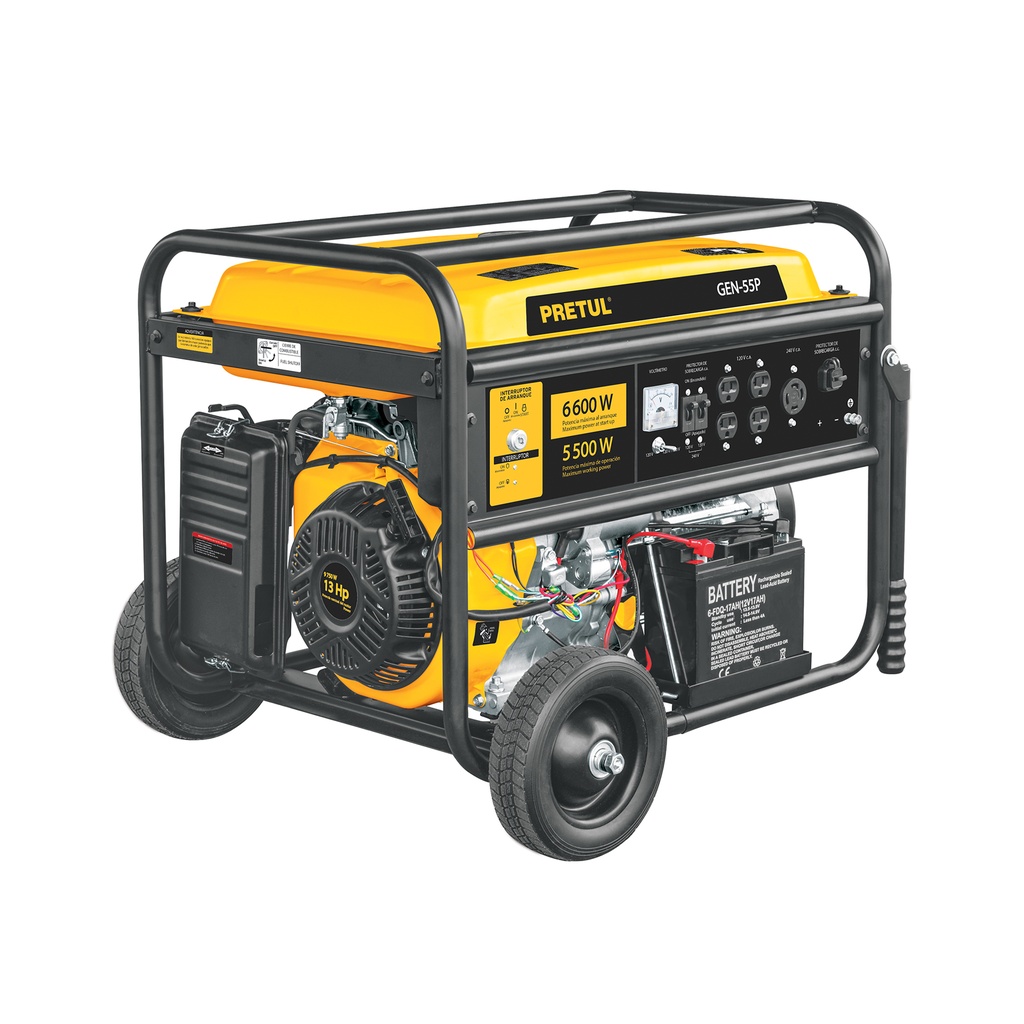 [T26035] Generador portátil 6.6 kW motor a gasolina, Pretul