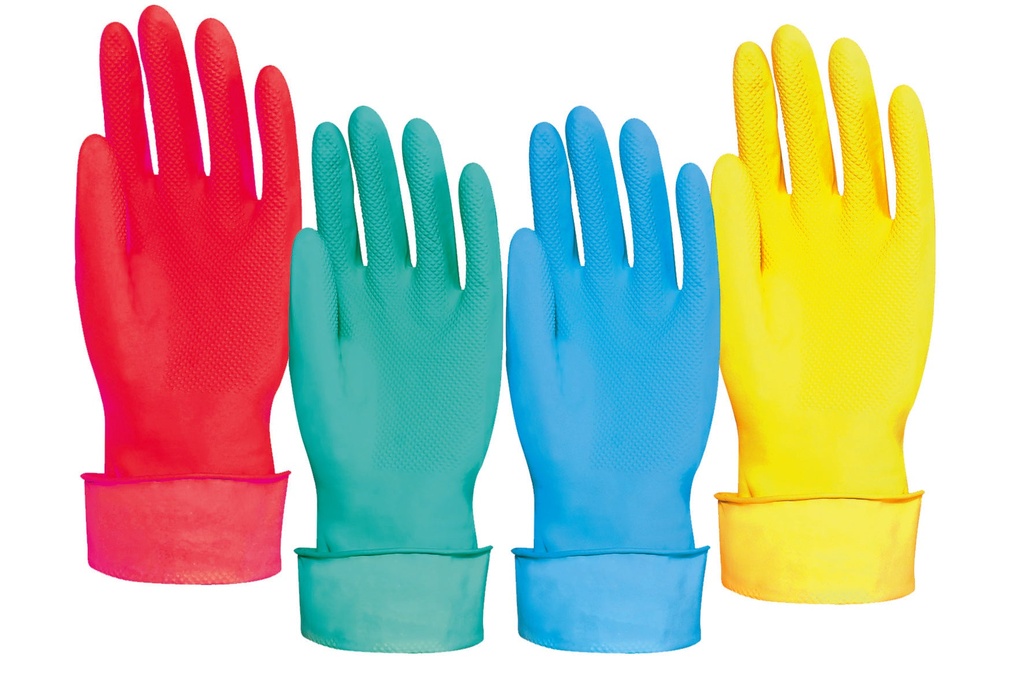 Guantes de latex para limpieza chicos - rojos