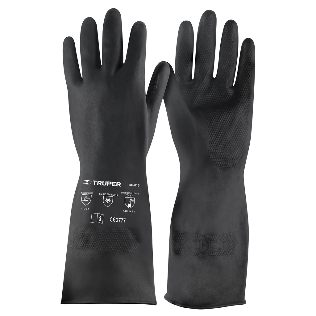 Guantes de neopreno p/manejo de químicos, grandes, Truper