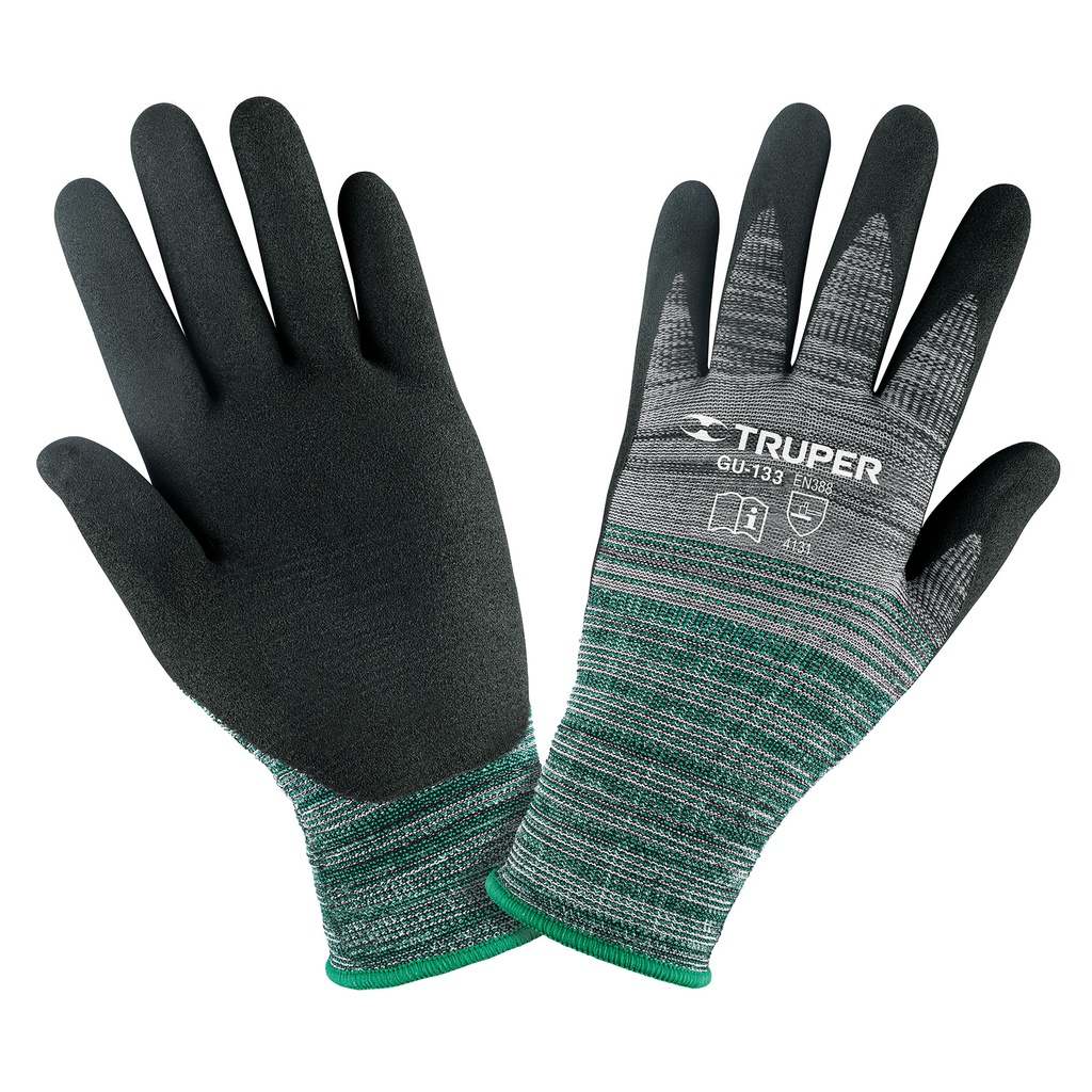 Guantes de nylon recubiertos de nitrilo arenoso, G, Truper - Pag 349