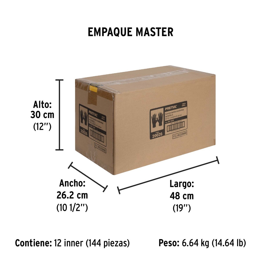 [T20026] Guantes de nylon recubiertos de nitrilo, CH, Pretul