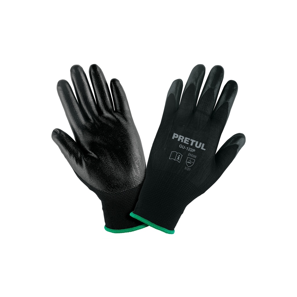 [T20027] Guantes de nylon recubiertos de nitrilo, M, Pretul