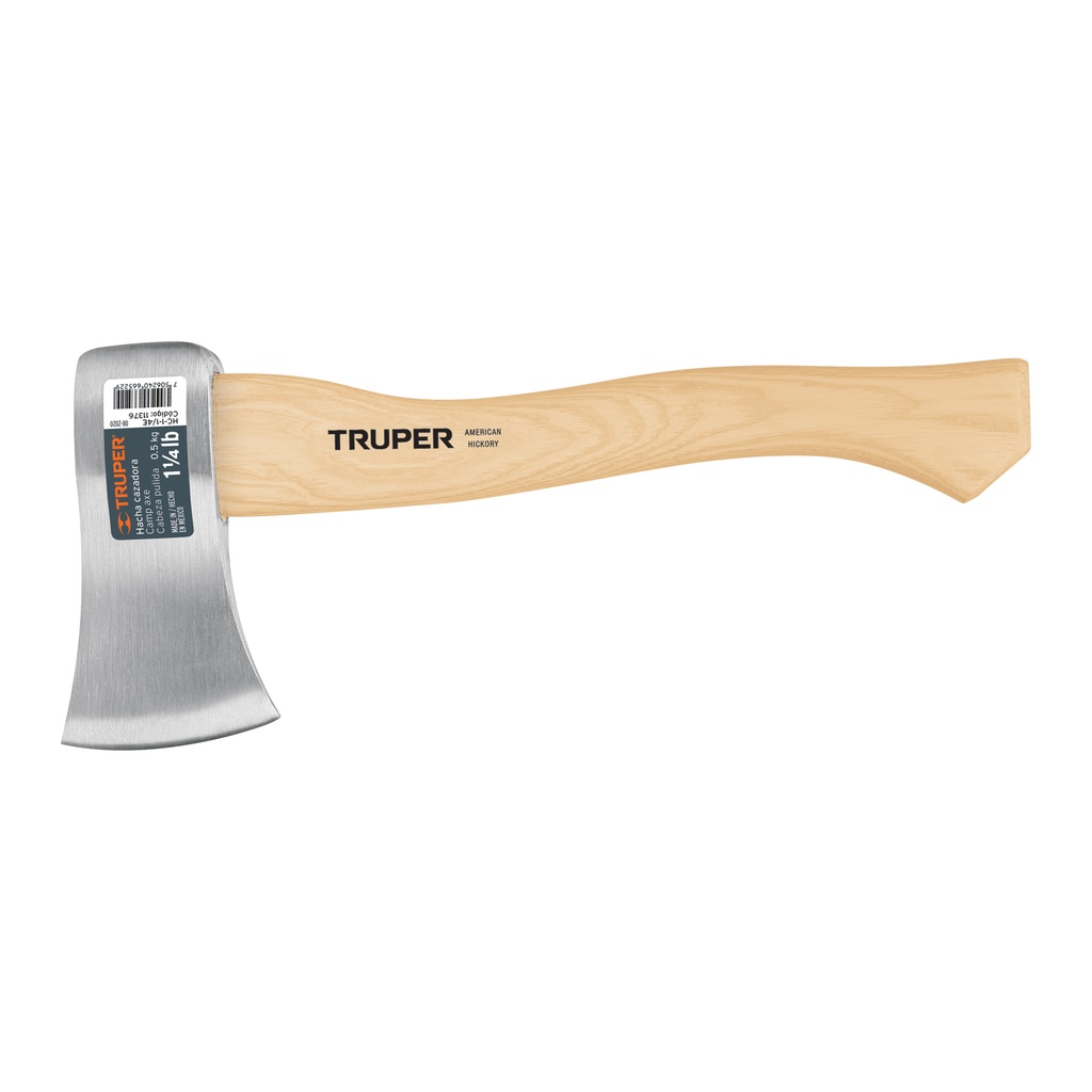 [T11376] Hacha cazadora, 1-1/4 lb, mango hickory 14', cabeza pulida
