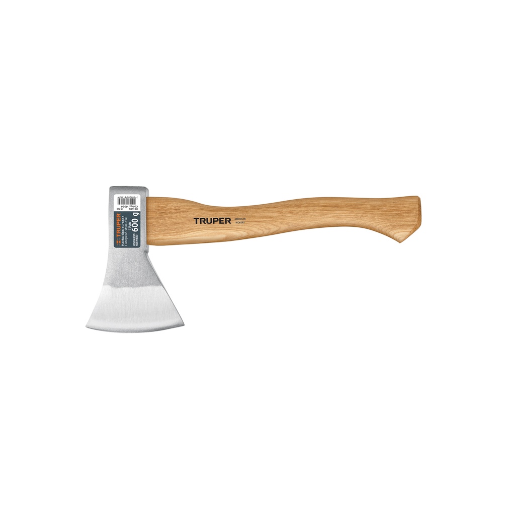 Hacha europea, 600 g, mango hickory 14', Truper