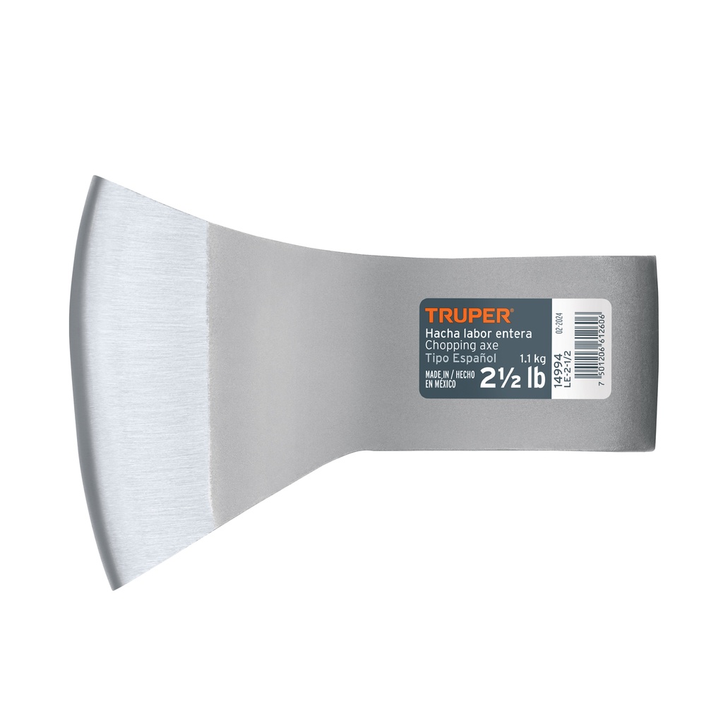 Hacha labor entera 2-1/2 lb sin mango, Truper