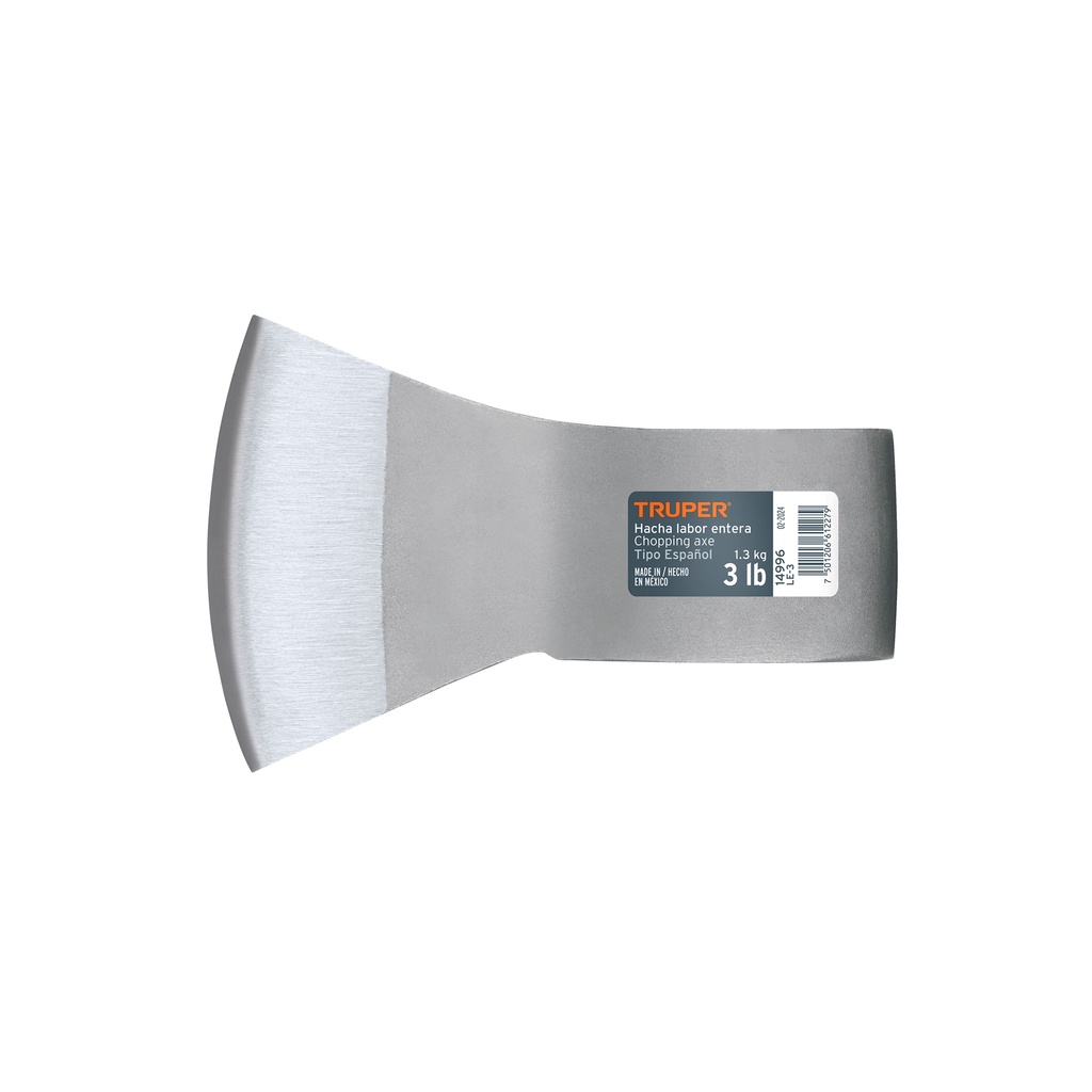 Hacha labor entera 3 lb sin mango, Truper