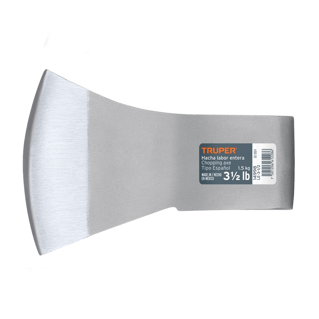 Hacha labor entera 3-1/2 lb sin mango, Truper