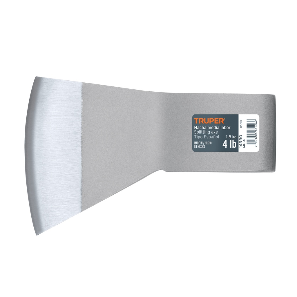 Hacha media labor 4 lb sin mango, Truper