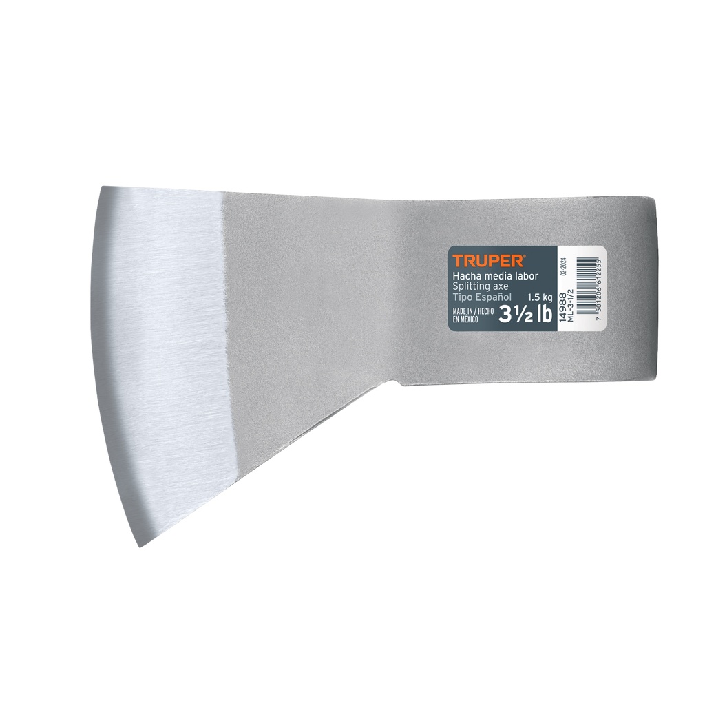 Hacha tipo español media labor 3-1/2 lb sin mango, Truper - Pag 174