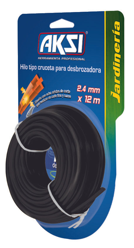 Hilo para desbrozadora tipo cruceta de 3.7 mm x 12 m