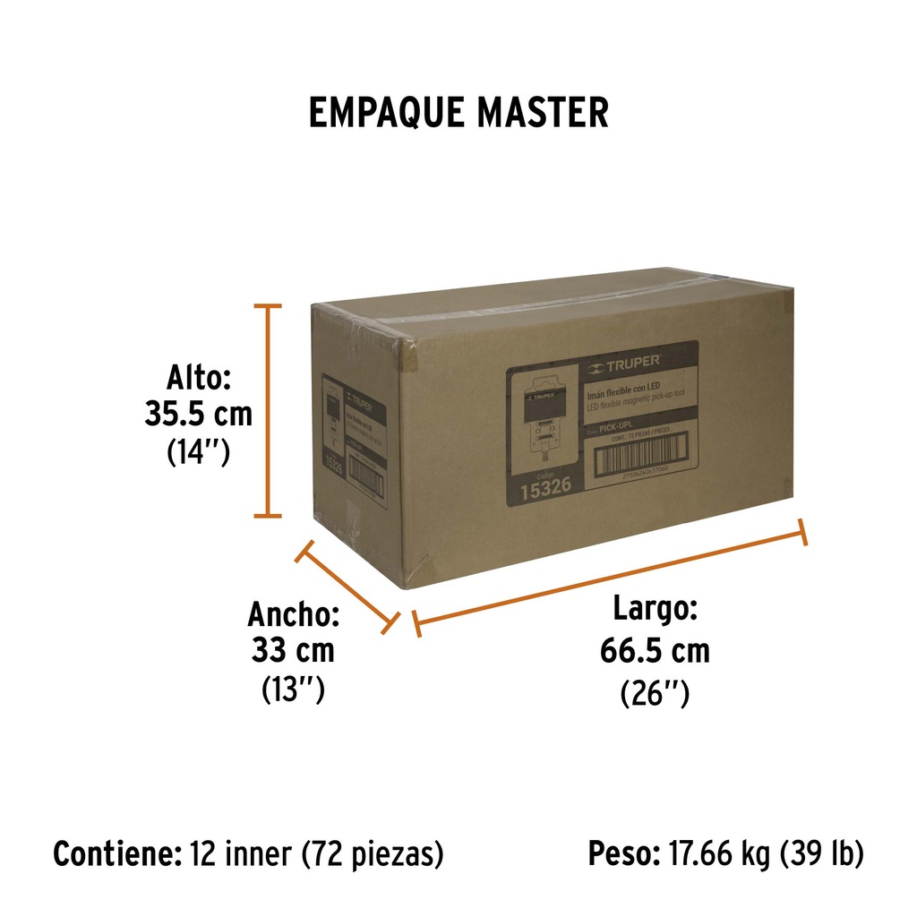 [T15326] Imán extensible, flexible de acero con LED, 3 kg, Truper