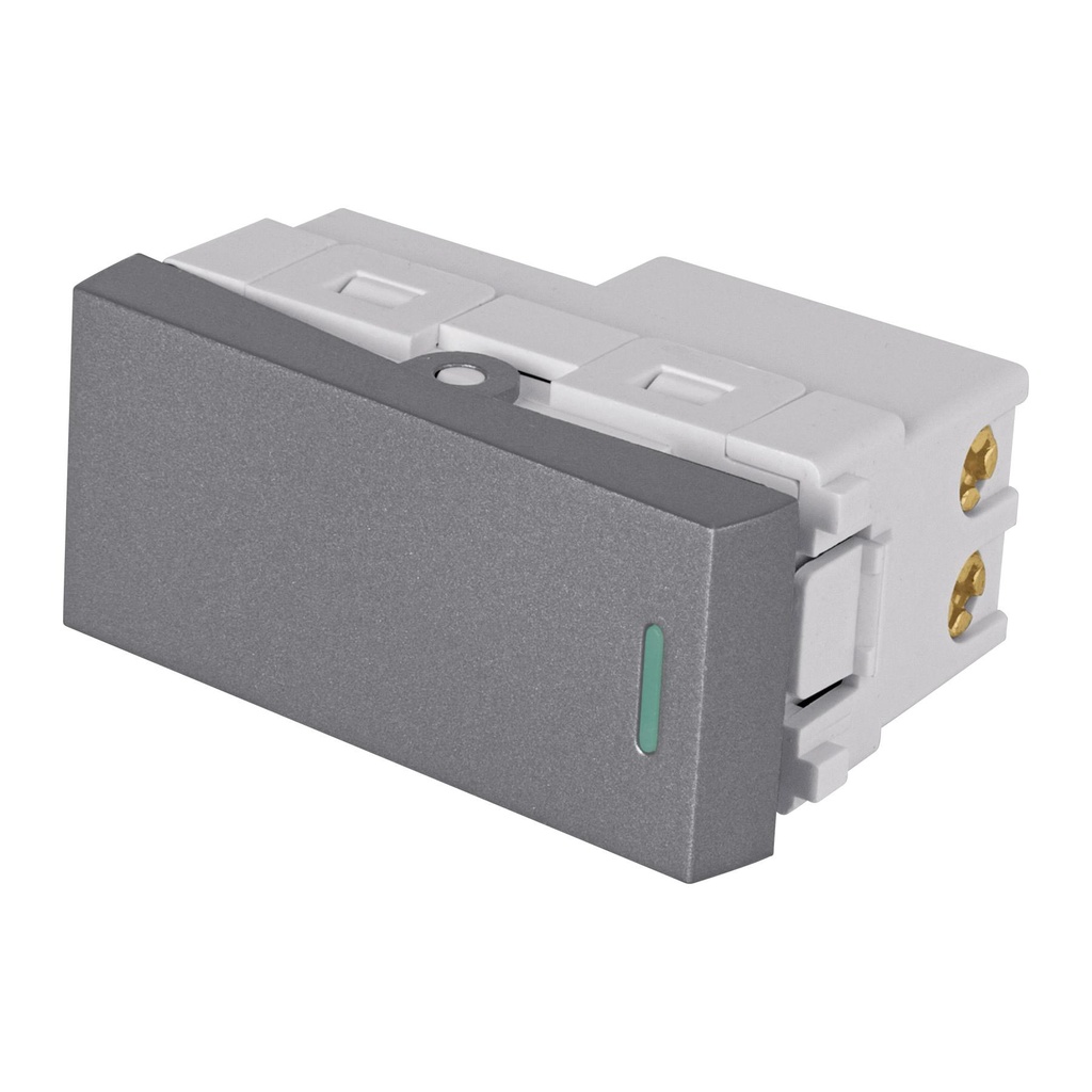 Interruptor de 3 vías acero inox de 1 módulo, línea Lisboa - Pag 402