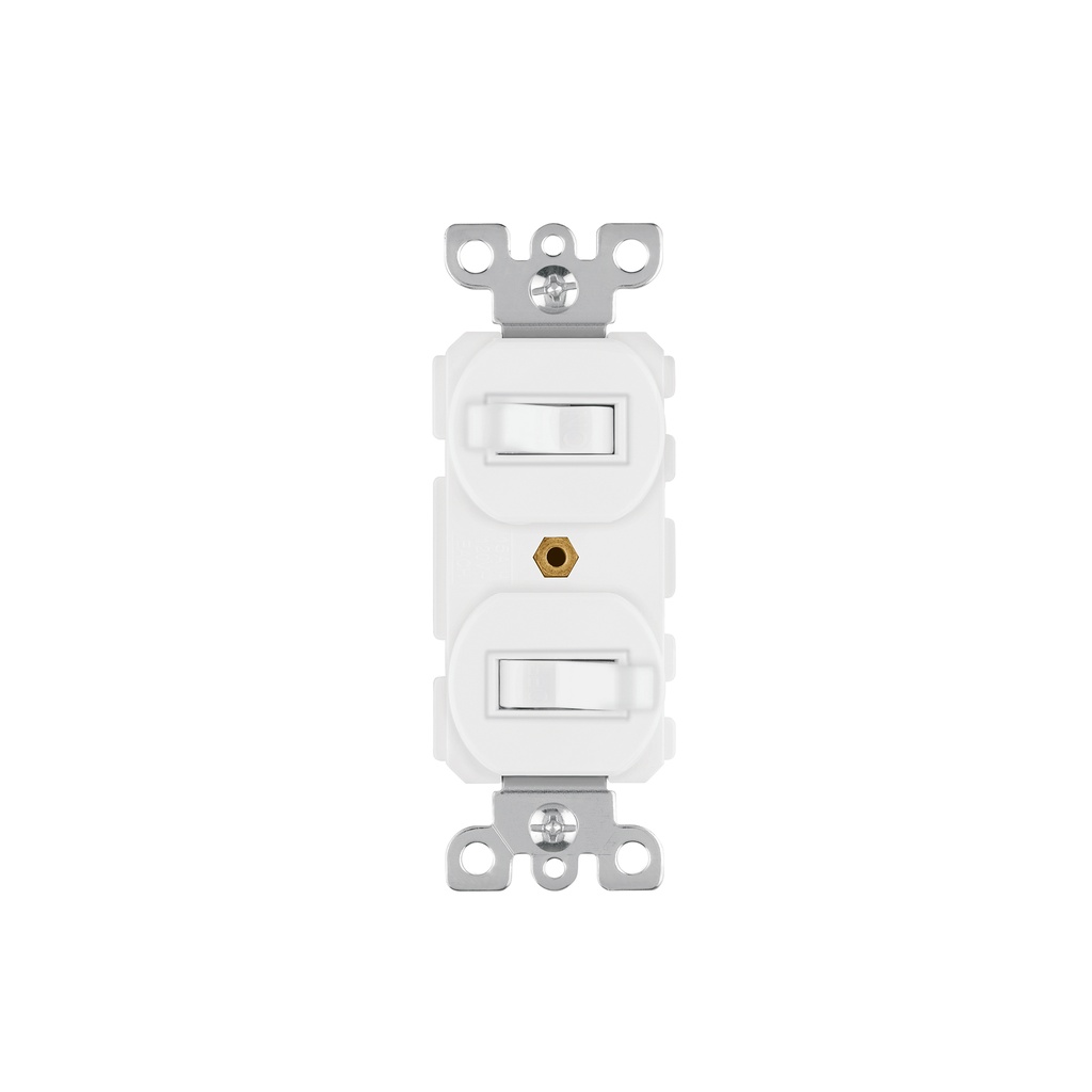 Interruptor dúplex de palanca, Standard, blanco, Volteck