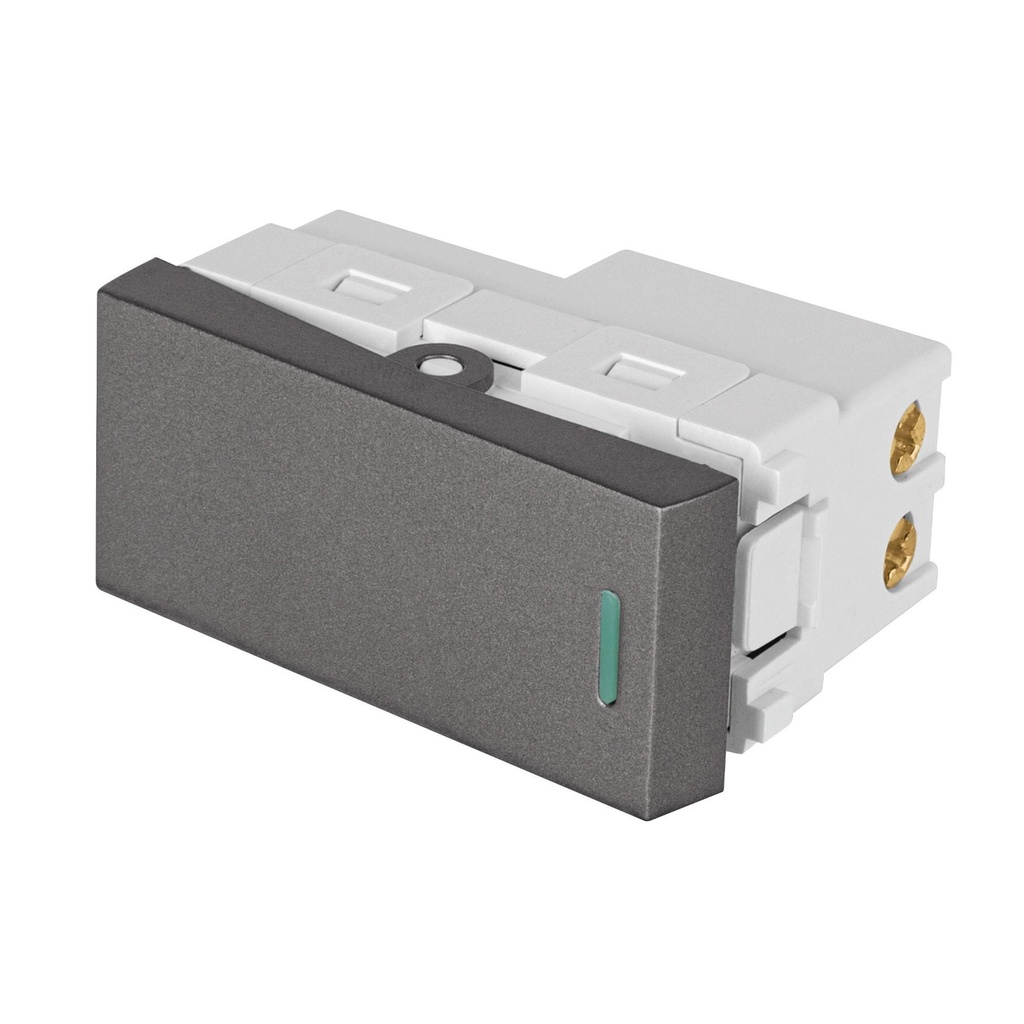 Interruptor sencillo acero inox de 1 módulo, línea Lisboa